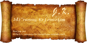 Jánossy Krizosztom névjegykártya